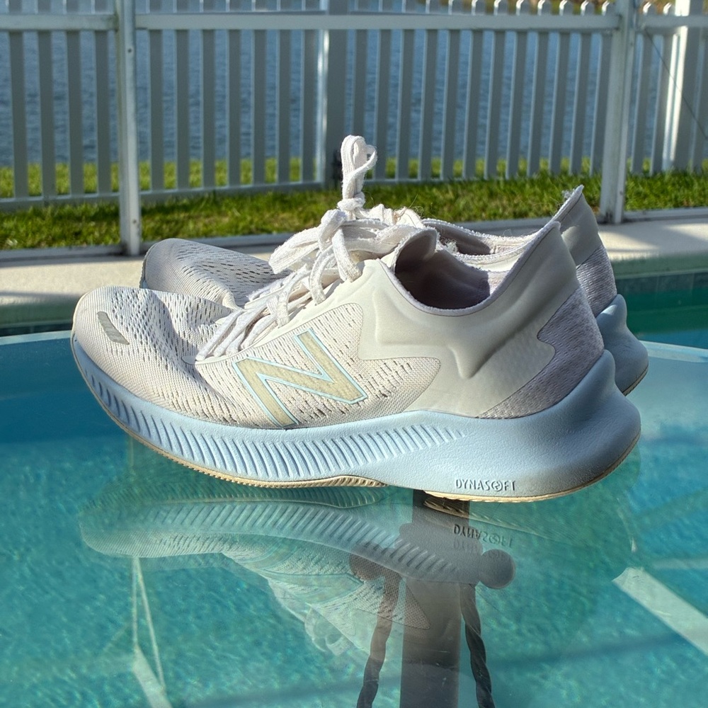 New Balance Women's White and Blue Sneakers